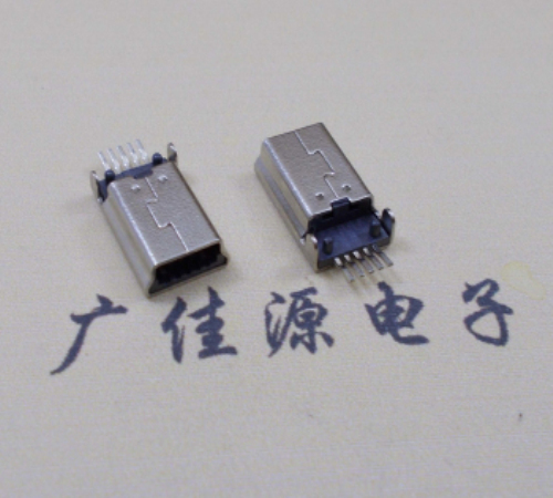 盐城MINI USB公头 5pin端子贴板带柱 10.7mm体长